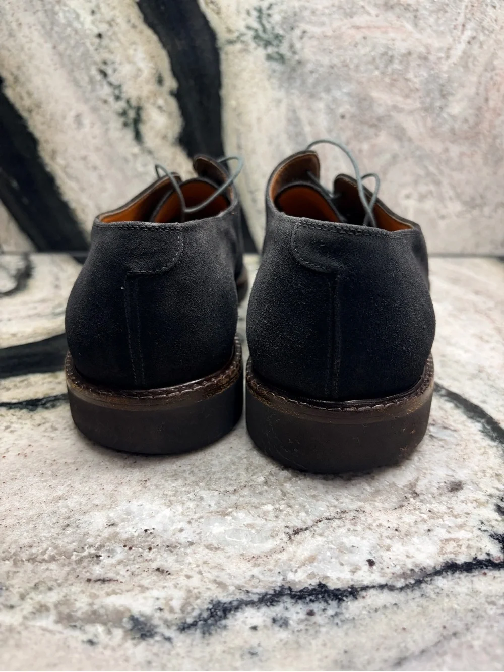 Salvatore Ferragamo Men’s Black Suede Derby Shoes 9.5 2E US 10.5 Vibram Italy